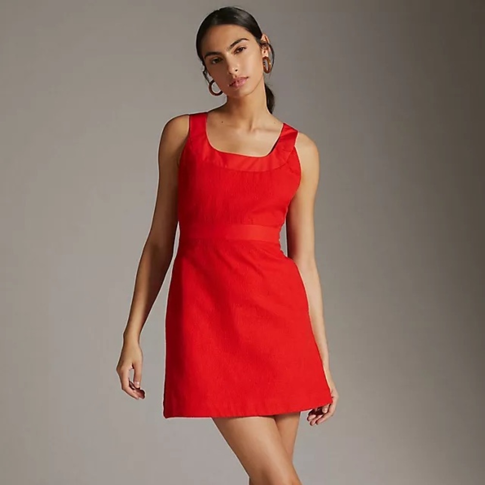 Anthropologie Maeve Sleeveless Square Neck Red Mini Dress Size 4